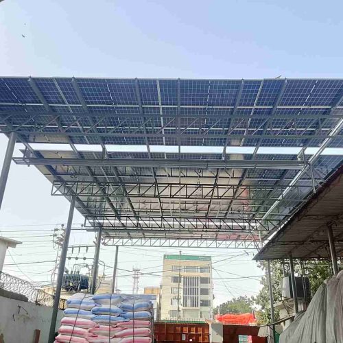 Solar panel canopy structure.